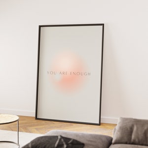 You Are Enough Quote Wall Art Self Love Inspirational Print Affirmation Poster Minimalist Wall Art Grey Quote Print image 8