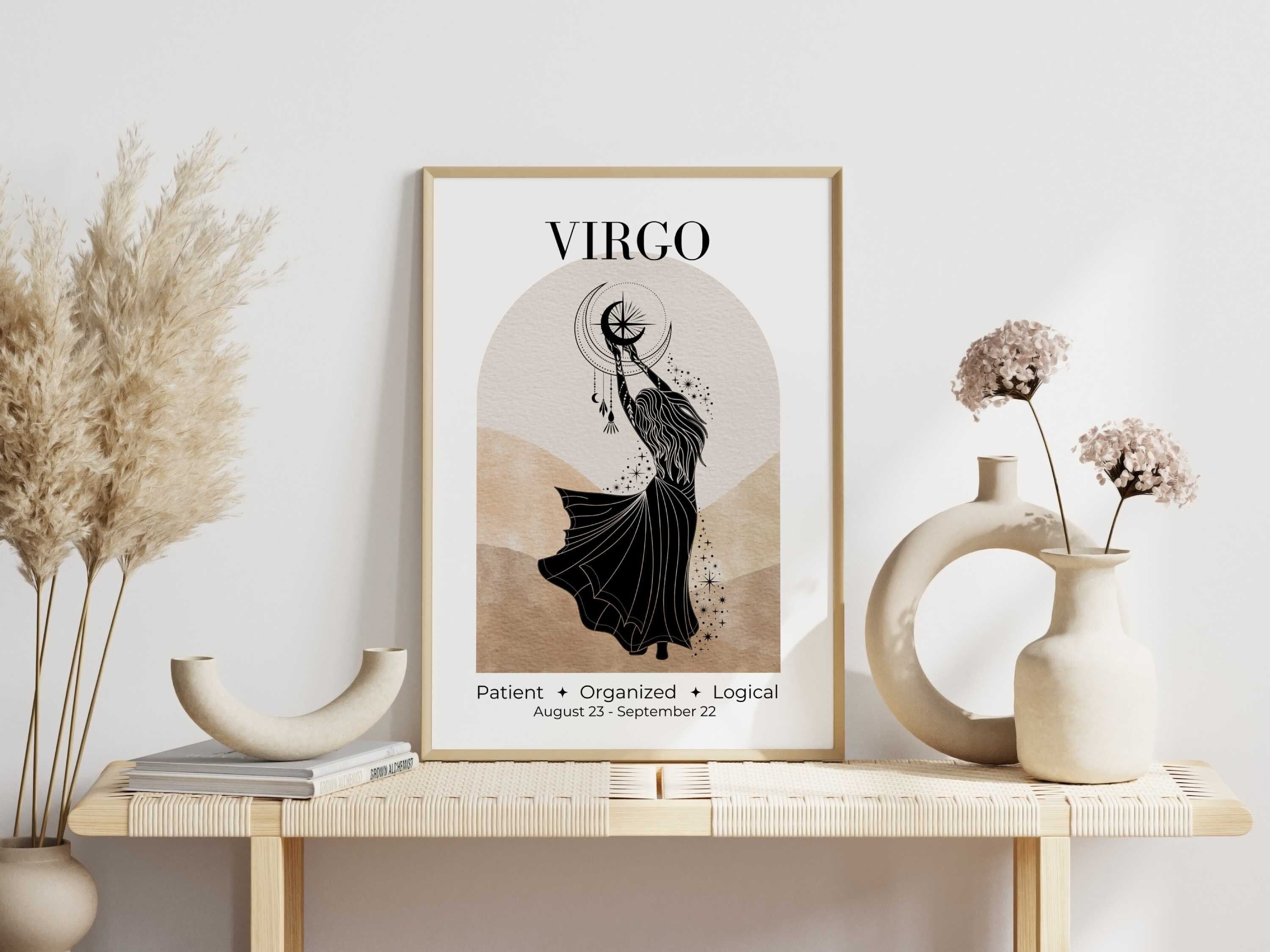 Virgo Zodiac Goddess Wall Art • Printable Zodiac Art • Sun Sign