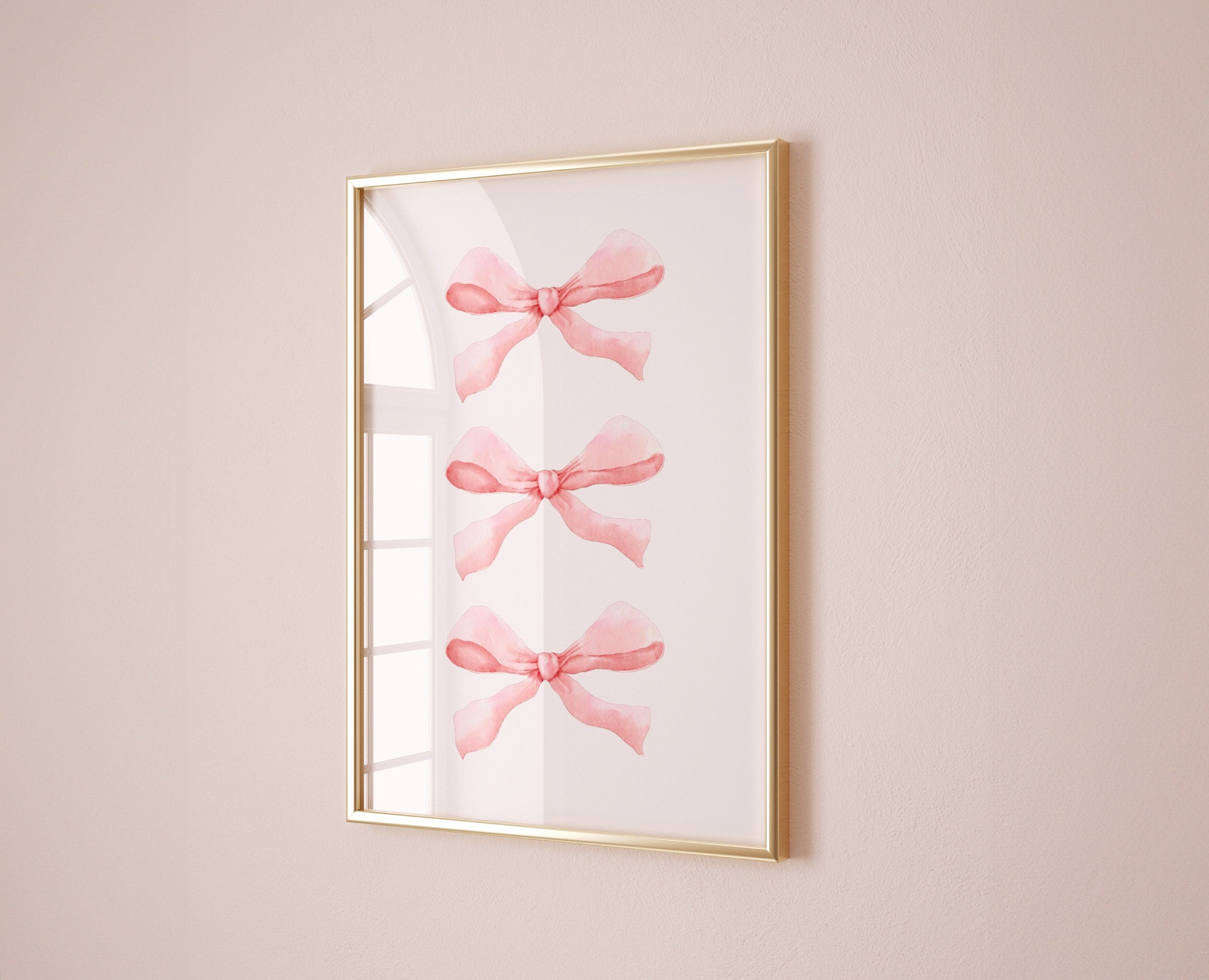 Blush Pink Bow Wall Art • Coquette Aesthetic Poster • Ribbon Print Minimal Soft Girl Wall Art • Preppy Dorm Decor • Trendy Coquette Wall Art