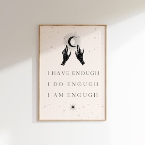 I Am Enough Quote Wall Art • Self Love Inspirational Print • Affirmation Poster • Minimalist Wall Art • Self Care Inspirational Quotes