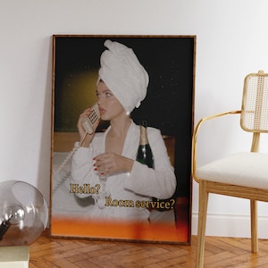 Retro Photograph Print • Old Money Fashion Poster • Trendy Fashion Room Service Wall Art • Grainy Gradient Vintage Photo Print • Champagne