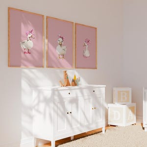 Set of 3 Baby Girl Nursery Duck Print • Girl's Room Printable Digital ...
