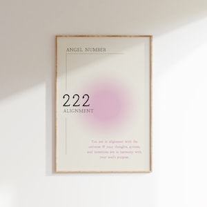 Angel Number 222 Minimalistic Print • Spiritual Numerology Poster with Aura • Printable Art • Zen Home Decor • Minimalist Wall Art