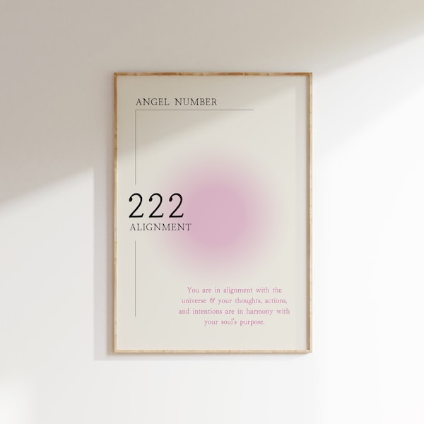 Angel Number 222 Minimalistic Print • Spiritual Numerology Poster with Aura • Printable Art • Zen Home Decor • Minimalist Wall Art