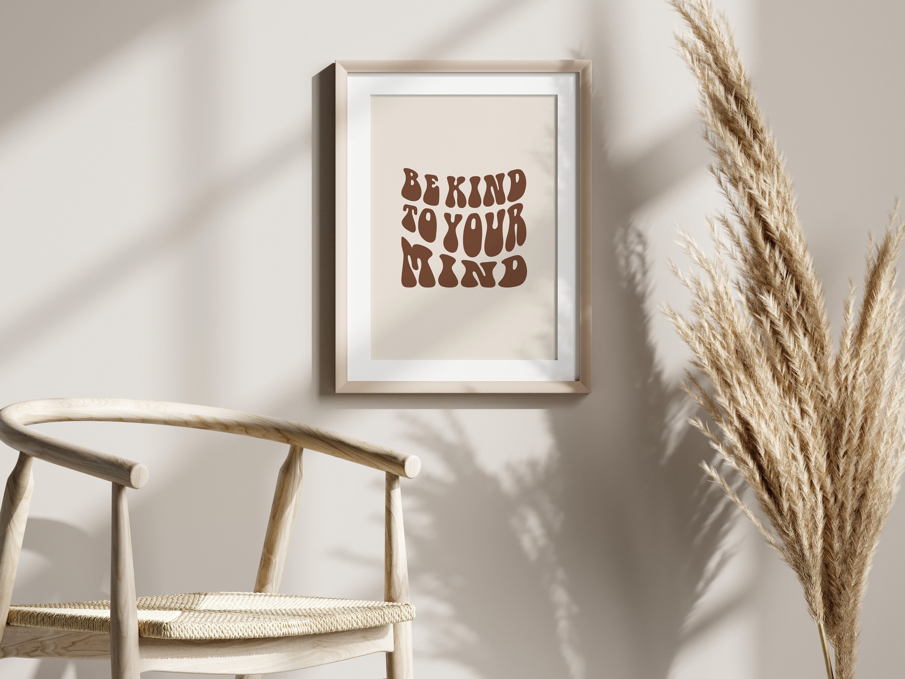 Decoration Bureau Poster Vintage Hippie 'Be Kind To Your Mind' - Décoration Murale Bohème Pour Salon, Chambre Ou Bureau (20x30cm) Affiche Bohème Hippie