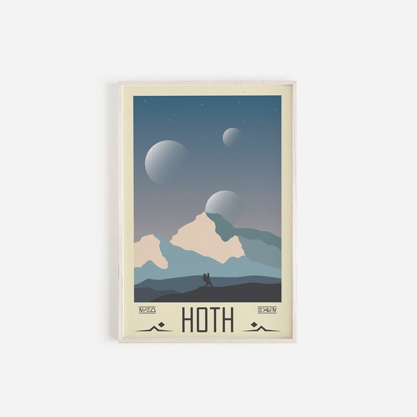 Star Wars planet poster - Hoth, minimal art, star wars fan, Luke Skywalker, instant download, room accessories, gift ideas, wall print