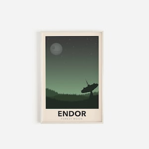 Star Wars Endor poster- wall art, minimalistic poster, game room poster, aesthetic art, star wars fandom, Endor planet poster, digital print