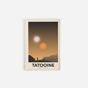 Star Wars wall art - Tatooine digital and printable poster, Star Wars galaxy print