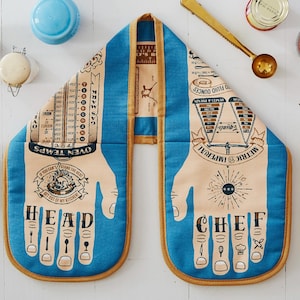 Head Chef Tattooed Oven Glove, Cooking Guide Oven Mitt Gift for Head Chefs, Cooking Gifts for Men, Food and Music Lover Present