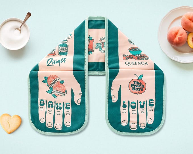 Tattooed Oven Glove, Funny Food and Music Pun Kitchen Mitt