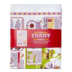 The Curry Tea Towel, Spice Lovers Unique Home Gift, Unique Hot Sauce Dish Towel Present, Colourful Curry Kitchen Decor