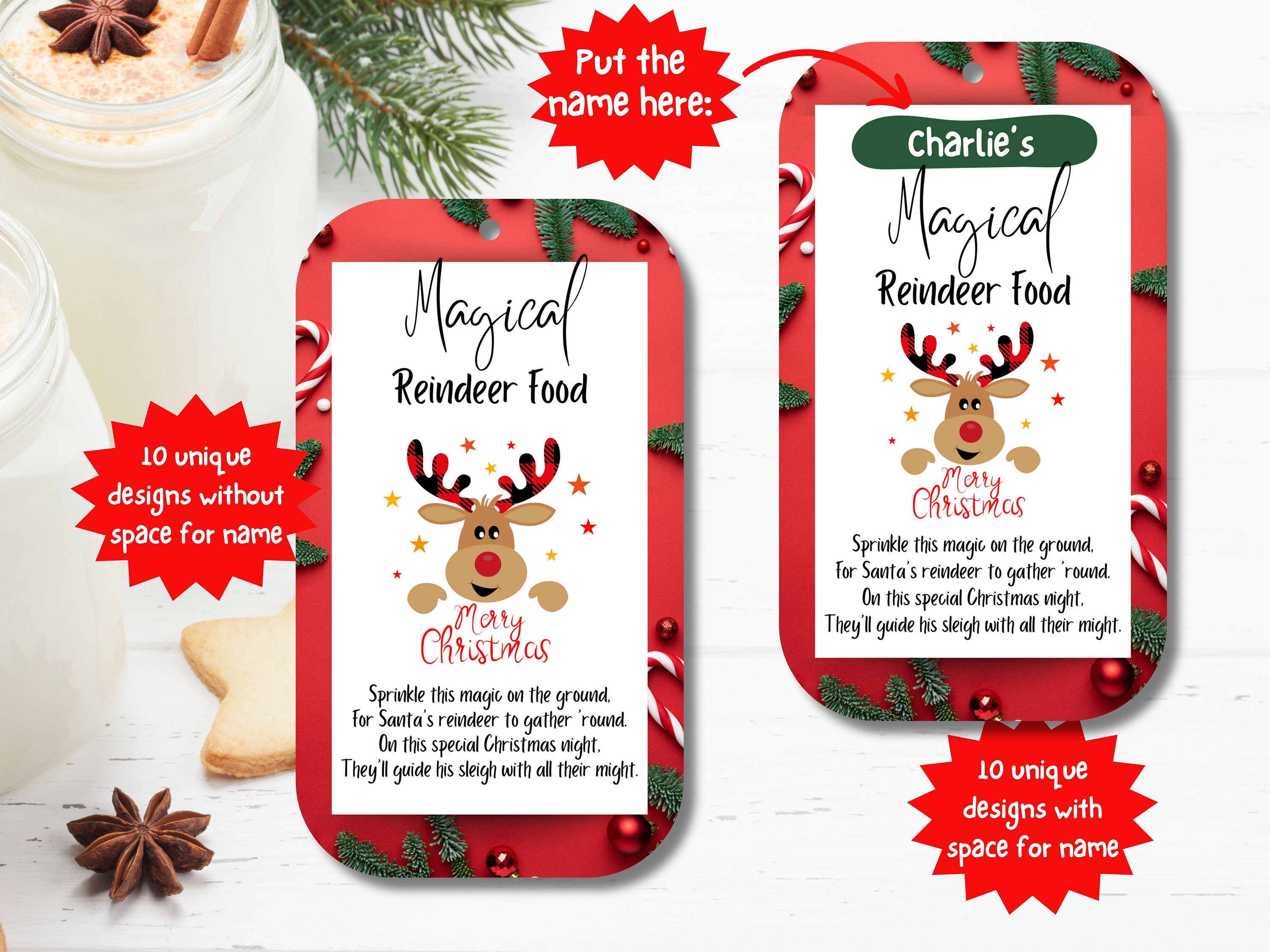 Magic Reindeer Food Tags Printable Digital Reindeer Food Card Printable ...