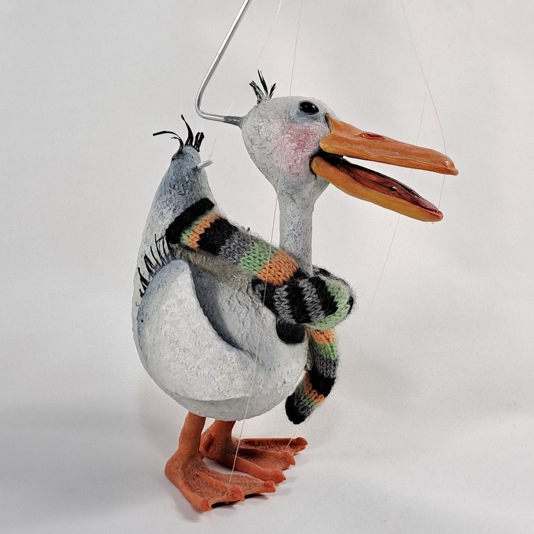 Duck Puppet, Handmade From Papier-mâché, Wood, and Polymer Clay ...