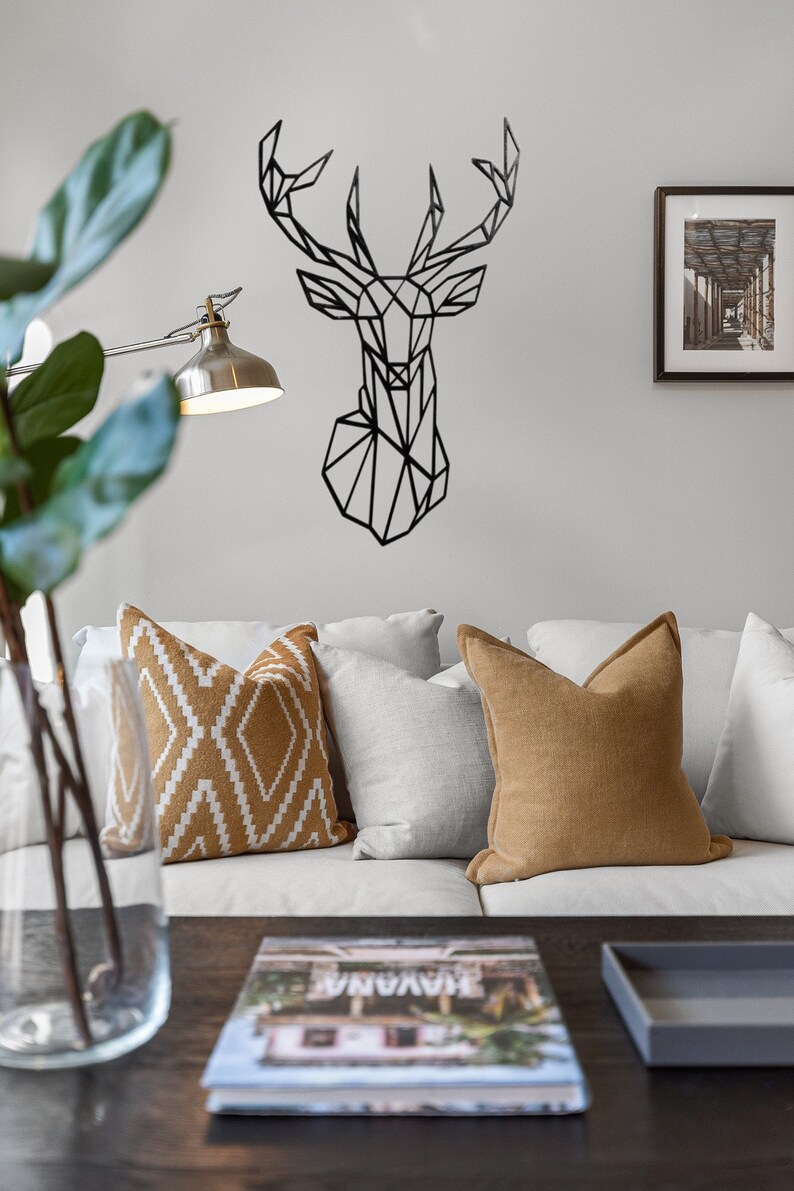 Geometric Deer Wall Art / Home Decor / Modern Living Room / Etsy