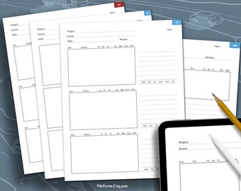 4 plantillas de guiones gráficos de TV para 16x9 (HD, UHD), 4x3 (1.33) y 2x1