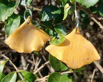 Orecchini con vera foglia di Ginkgo biloba