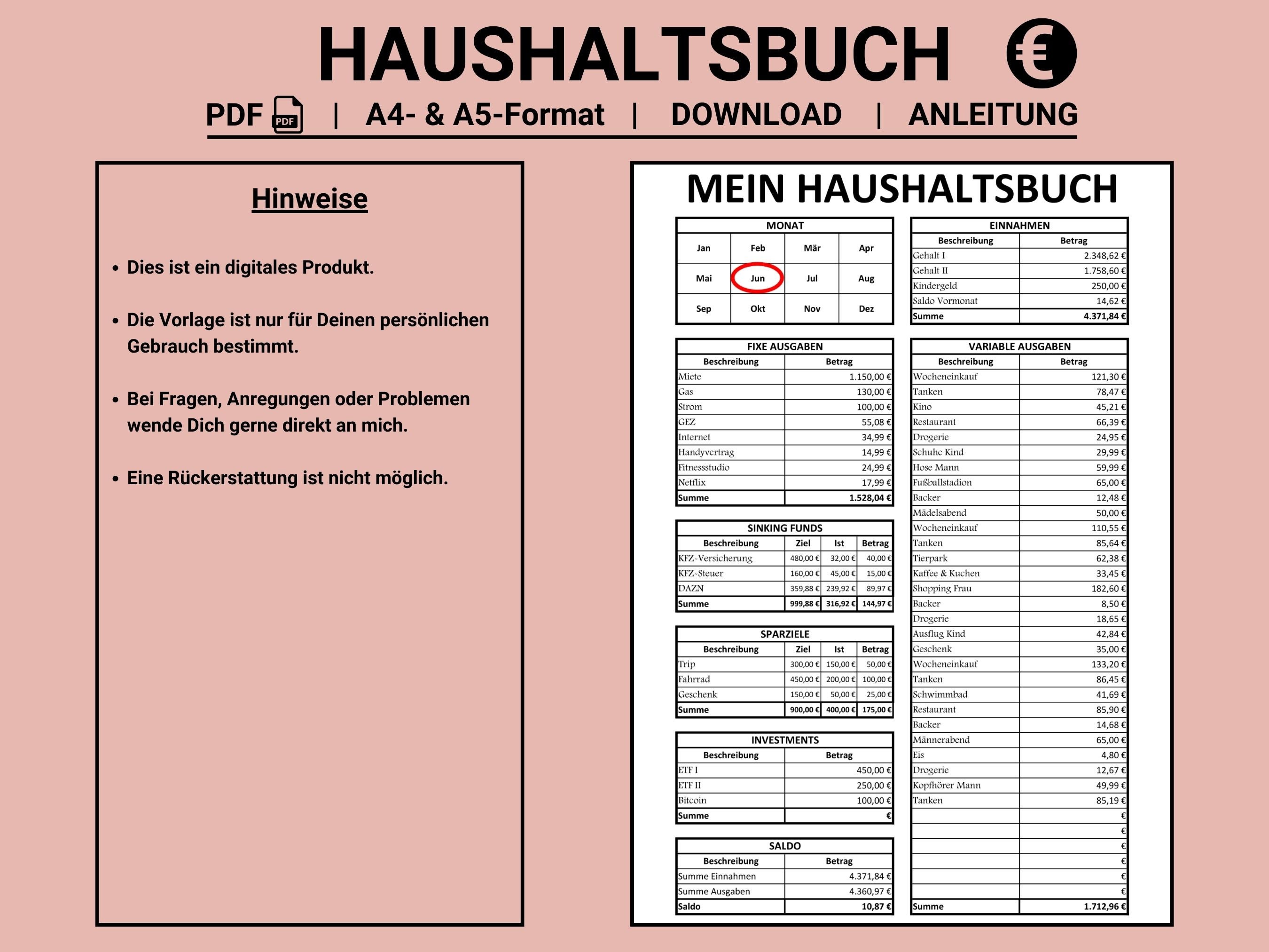 Haushaltsbuch Kostenlos Download Pdf