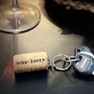 Wine Lover Wine Cork Keychain | Personalized Wine Lover Gift | Funny Wine Gift | Wine cork Ornament
