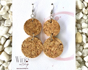 Handmade Wine Cork Earrings: Lightweight Boho Wine Lover Accessory