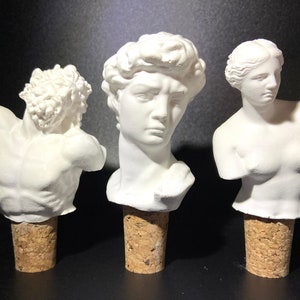 古代像のワインストッパー | ミロのヴィーナスの陶器製コルクワインストッパー | ミケランジェロのダビデ像 | ゼウスのギリシャのワインストッパー 手作り