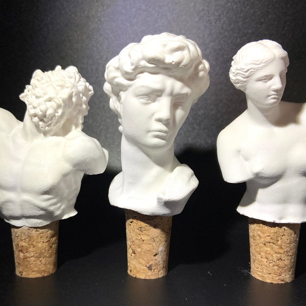 Ancient statue wine stopper | Venus de Milo ceramic cork wine stopper| David by Michelangelo | Zeus Greek wine stopper handmade