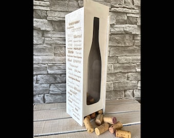Caja para sujetar corchos de vino / Decoración de vino grabada con láser / Caja de vino personalizada