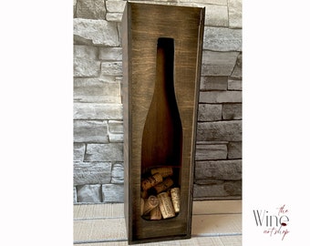 Caja de madera para sujetar corchos de vino: decoración de vino grabada con láser