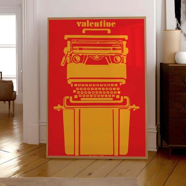 Olivetti Valentine Poster Ettore Sottsass Olivetti typewriter Advertising Poster Italian Design Post Modern Poster Pop Art Memphis Art