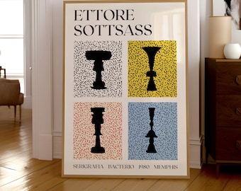 Ettore Sottsass Serigrafia Bacterio Poster Memphis Milano - Post Modern Art Mid-Century Design Gift Ideas