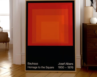 Josef Albers Homage to the Square Poster Bauhaus interaction of Colors Art Print Poster Gift Idea Modern Art Mid Century Poster Red Poster