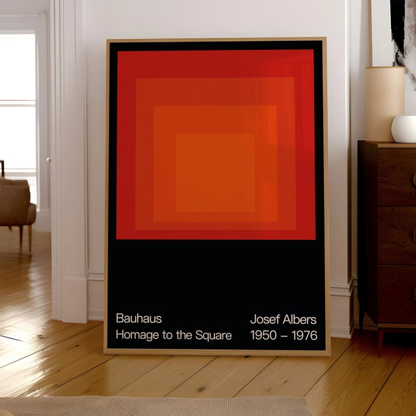 Josef Albers Homage to the Square Poster Bauhaus interaction of Colors Art Print Poster Gift Idea Modern Art Mid Century Poster Red Poster