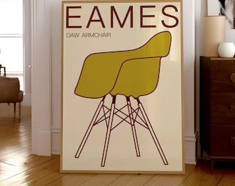Eames Chair Poster Charles Ray Eames Mid Century Art Poster Wassily Chair Barcelona Chair Herman Miller Marcel Breuer Bauhaus Poster Gift