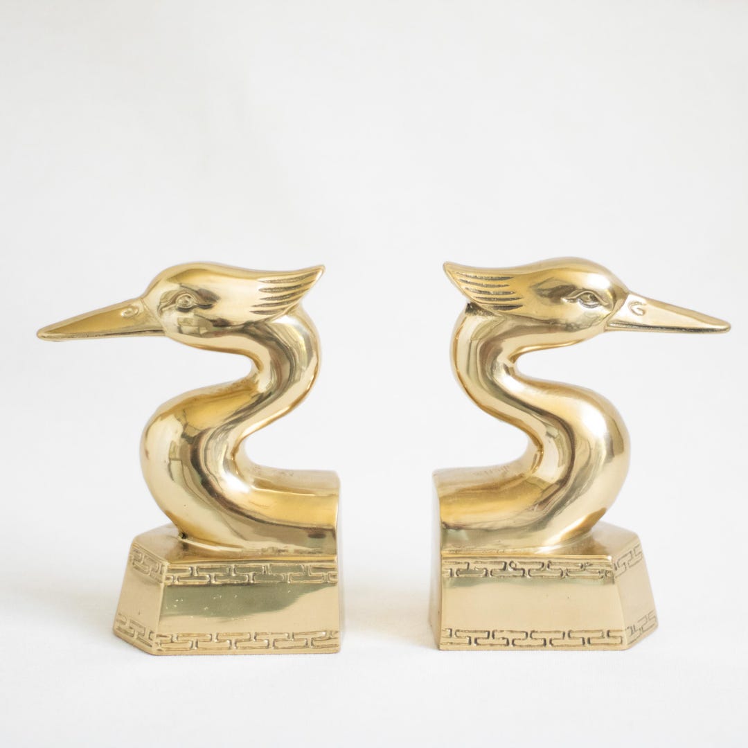 Vintage Brass Crane Bookends: Mid Century Modern Heron Bird Decor - Etsy