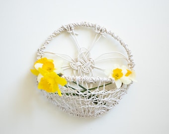 Handwoven Wall Basket for Dried Flowers, Rustic Farmhouse Decor