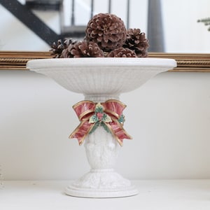 fitz and floyd christmas centerpiece, dining table vintage centerpiece, display dish, holiday decor, holiday ornament, ceramic candy dish