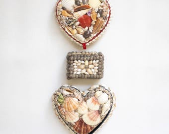 Vintage Shell Box Heart Trinket Keeper Seashell Jewelry Small Storage Coastal Table Decor
