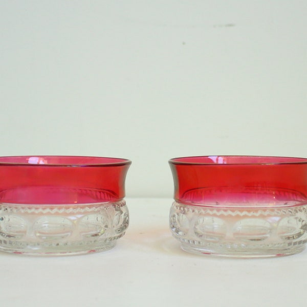 ruby thumbprint bowl, tiffin kings crown bowl, pink glass bowl, antique glass bowl, vintage glassware, indiana glass company