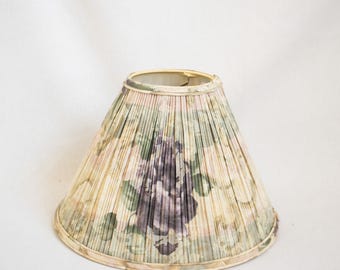 pleated lamp shade floral fabric vintage medium empire lamp shade custom design lighting replacement shade for table lamp purple and green