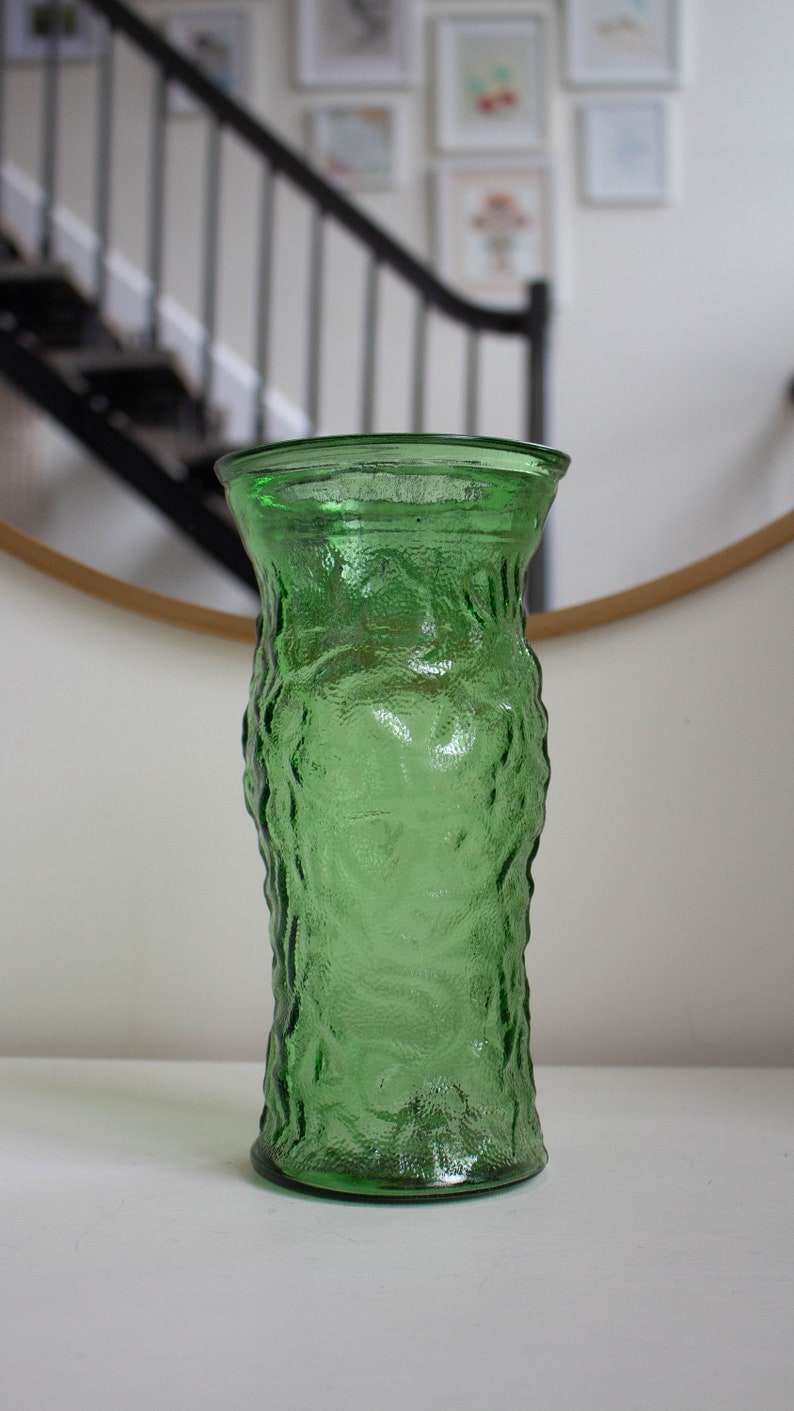 Vintage Emerald Green Vase/eo Brody Vase/crinkle Glass Vase Etsy