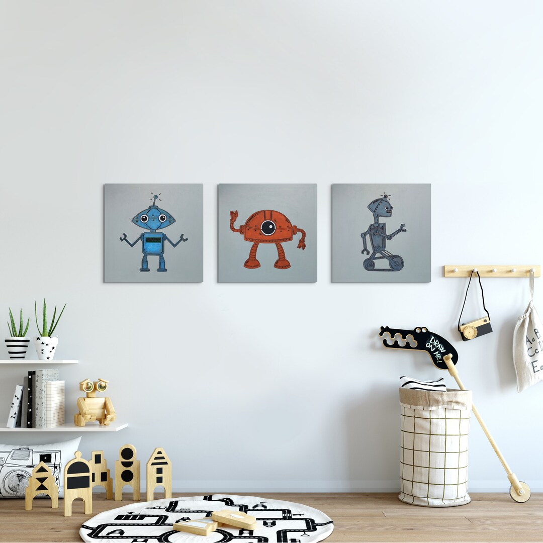 Rusty Robots, Robot Wall Art for Kids Room, Robots, Kids Wall Art, Kids
