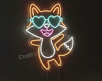 Woodland Fox Neon Wall Decor – LED Animal Light Sign for Coffee Shop or Kid Room