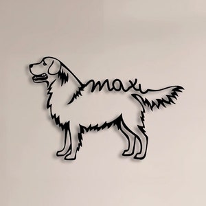Personalized Golden Retriever Dog Metal Wall Art Decor, Golden Retriever Name Sign Decoration For Home, Dog Lover Wall Decor, Metal Wall Art