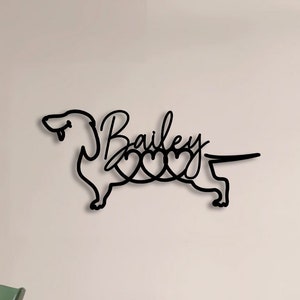 Custom Dachshund Wiener Dog Metal Wall Art Decor, Cute Sign, Minimalistic Sculpture Statue, Custom Breeds Dog, Metal Wire, Dog Lover Gift