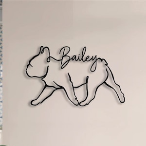 Personalized French Bulldog Metal Wall Art Decor, Minimalist Sculpture Statue, Custom Dog Breed, Dog Lover Gift, Metal Home Office Decor