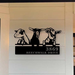 Personalized Goat Sheep Chicken Farmhouse, Farm Animals Number Metal Address Sign, Number Metal Name Sign Outdoor, Outdoor House Number