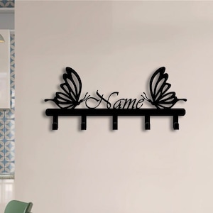 Portachiavi in metallo con coppia di farfalle personalizzate, portachiavi decorativo a farfalla, appendiabiti, ganci appendiabiti da ingresso, gancio per chiavi in metallo, organizzatore di chiavi