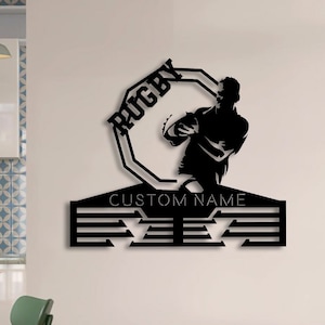Custom Metal Rugby Medal Hanger Wall Art Led Light, Rugby Player Medal Holder, Medal Display Awards Sign, Rugby Lover Hanger Gifts