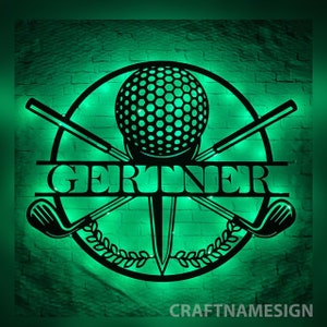 Custom Golfing Metal Wall Art LED Light, Personalized Golfer Name Sign, Home Decor Golf Club Decoration, Birthday Christmas Dad