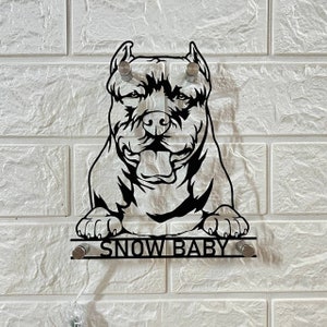 Custom Pitbull Metal Wall Art LED Light | Personalized Dog Lover Name Sign Home Decor | Ideal for Pet Home Decor & Gift