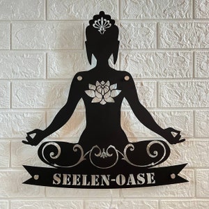 Custom Yoga Buddha Lotus Metal Wall Art LED Light | Buddhist Namaste Sign Home Decor | Ideal for Home Decor